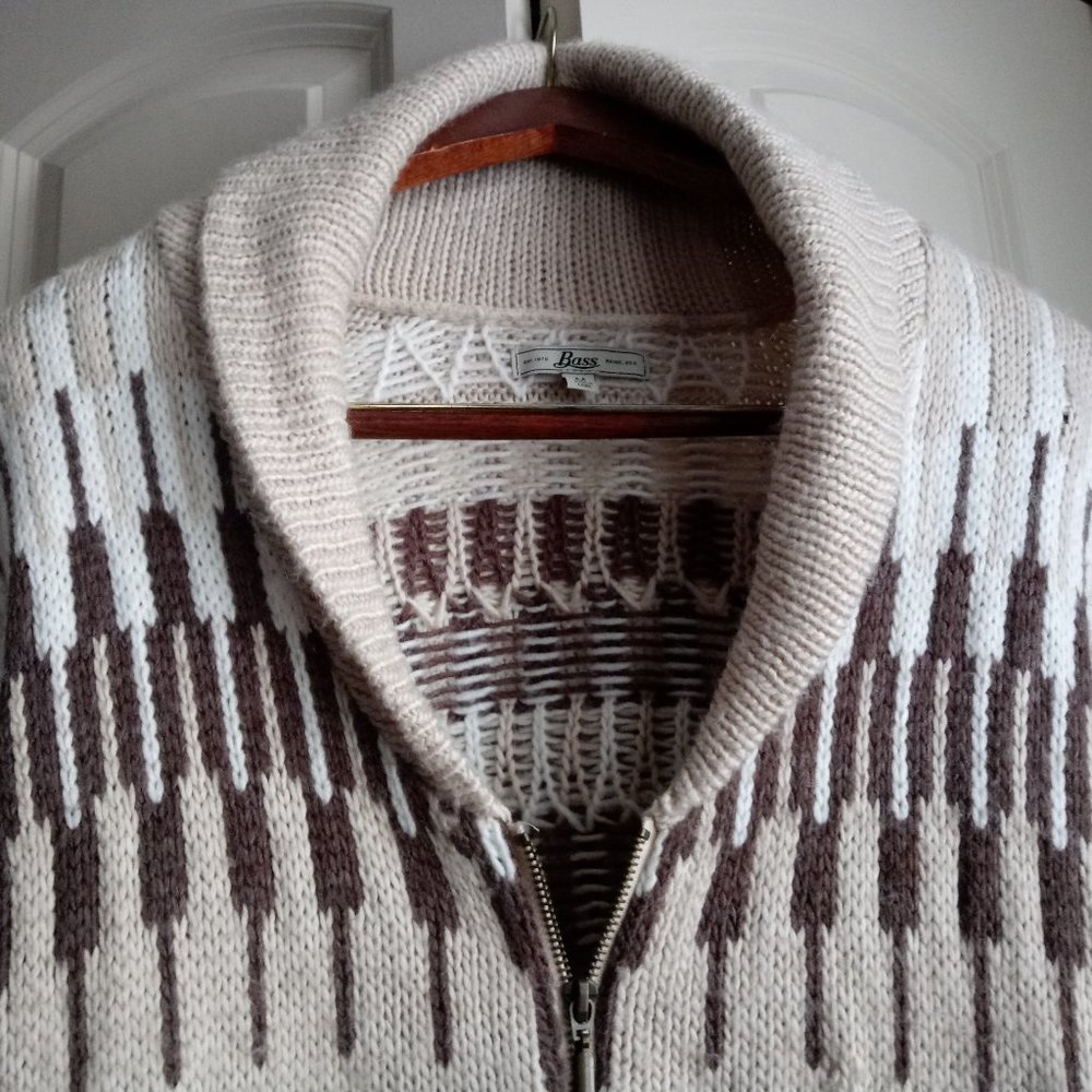 Bass Cowichan Shawl Zip Cardigan Sweater Sz M-L